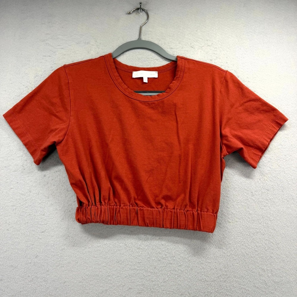 Corey Lynn Calter Cropped Top Womens Small Burnt Orange Stretch Elasticated Hem